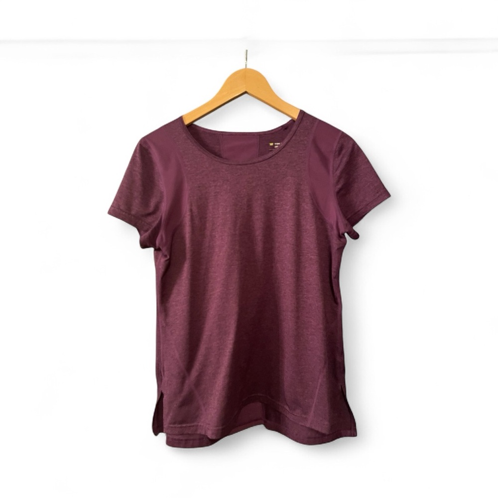 Women's Athletic Burgundy Short Sleeve Top - Picture 3 of 3